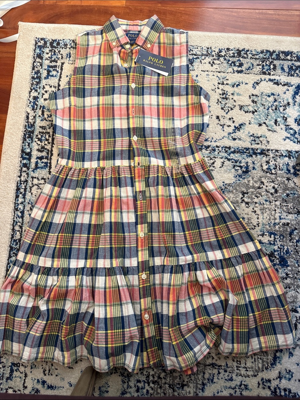 Polo by Ralph Lauren Girls' Multicolor Plaid Sleeveless Shirt Dress